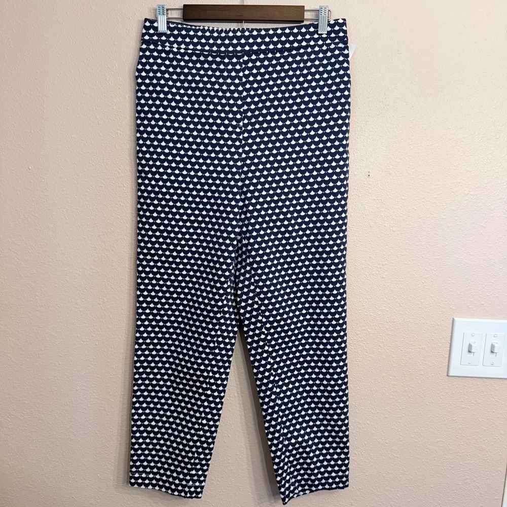 Boden Richmond Trousers Navy Blue White Scallop Shell Print Pants US 8R T0730